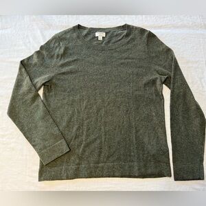 J Crew Large Teddy Cotton Merino Wool Moss Green Sweater Cabincore Normcore